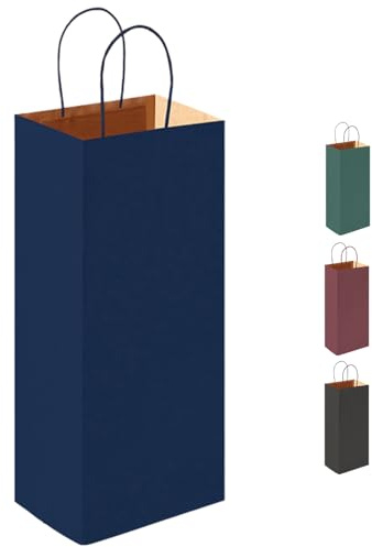 Hole Gadget Stock 50 Shopper in Carta per bottiglie Personalizzate con Stampa Buste Personalizzabili per Wine Shop, Regali, Omaggio Clienti, Sacchetti 26x31x16 cm Maniglia Piatta Cod. PG018