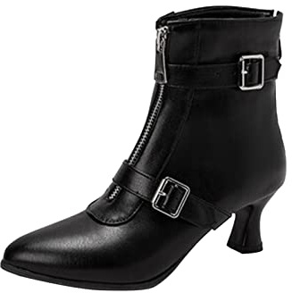 Generisch Mujer Tacón Stilettos Botines con cordones Cremallera Elegantes Botines cortos para vestidos