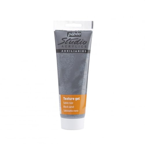 PEBEO - Studio Acrylics Texture Gel Effetto Sabbia Nero 250 ml - Gel Pittura acrilica Sabbia - Pasta per Texture granulare Nera - 250 ml