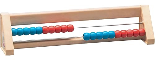WISSNER Rechenrahmen aus RE-Wood mit 20 farbigen Kugeln in Rot und Blau zum Rechnen – Rechenschieber 1. Klasse zur Förderung des Zahlenverständnisses in der Grundschule