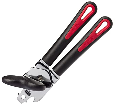 Westmark Zangendosenöffner mit Kapsel- und Deckelheber, Länge: 20,8 cm, Stahl/Kunststoff, Gallant, Schwarz/Rot, 29402270