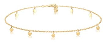 Elli Halskette Damen Choker Geo Kreis Basic Matt Coin in 925 Sterling Silber Vergoldet