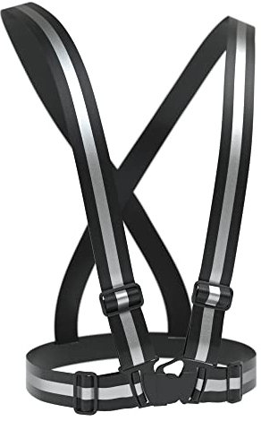 EAZY CASE Gurt Reflektorweste, durchgehende, elastische Reflektorsteifen, flexibel einstellbar, Warnweste mit Reflektoren, reflektierende Weste, ideal zur Erhöhung der Sichtbarkeit, Schwarz