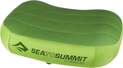 Sea to Summit - Aeros Premium Pillow L - Inflatable Travel Pillow - Soft & Comfy Brushed 50D Polyester - Lock System - Ultra-Sil Stuff Sack - For Backpacking - 42 x 30 x 13cm - Lime Gree - 114g