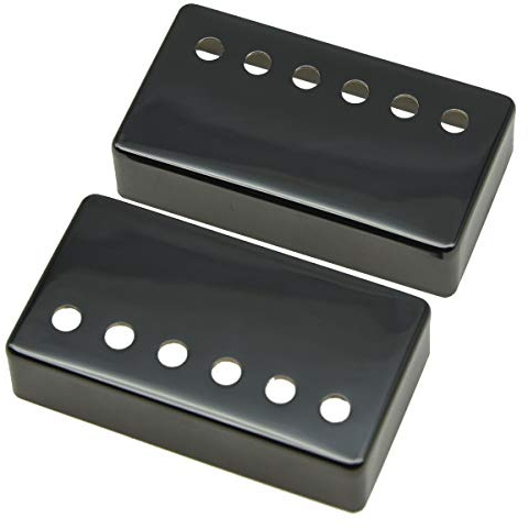 KAISH Uppsättning av 2 Humbucker gitarr pickup skydd mässing humbucker pickup skydd 49,2 mm/52 mm stavavstånd pickup skydd svart nickel