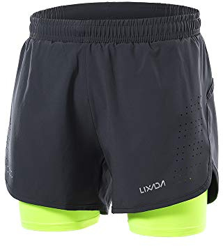 Lixada Pantaloncini da Corsa 2 in 1 da Uomo, ad Asciugatura Rapida, Traspiranti, con Scarpetta Lunga