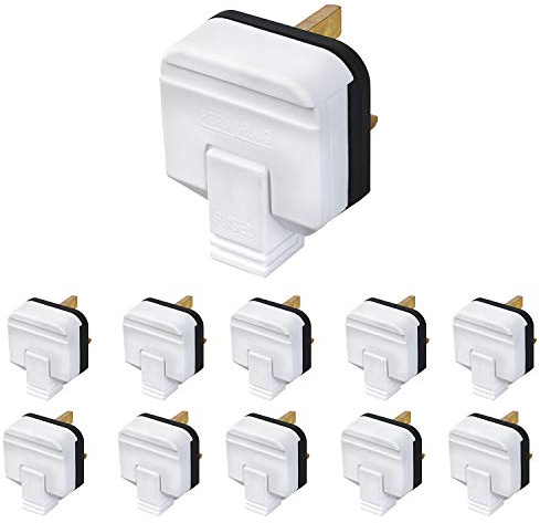 10x BG PERMAPLUG HDPT13W Heavy Duty Hard Rubber Composite 3 Pin 13A Fused Plug White