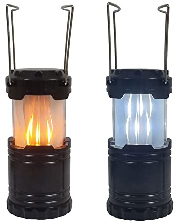 Fachhandel Plus LED Laterne mit realistischem Flammenspiel 2 in1 mit Flammeneffekt Campinglampe mit Henkel
