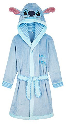 Disney Vestaglia Bambino In Pile Morbido Con Cappuccio Con Orecchie 3D Stitch (Blu, 13-14 anni)