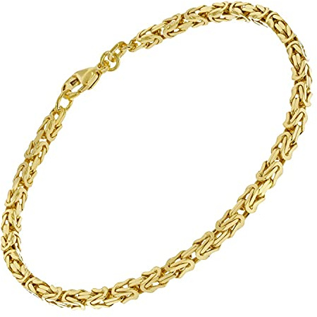 trendor Armband Königskette Silber 925 Vergoldet Breite 3,2 mm 51322 | Silber-Armband Damen und Herren, vergoldeter Silberschmuck, Armschmuck Sterlingsilber, Königsketten-Armband, Made in Germany