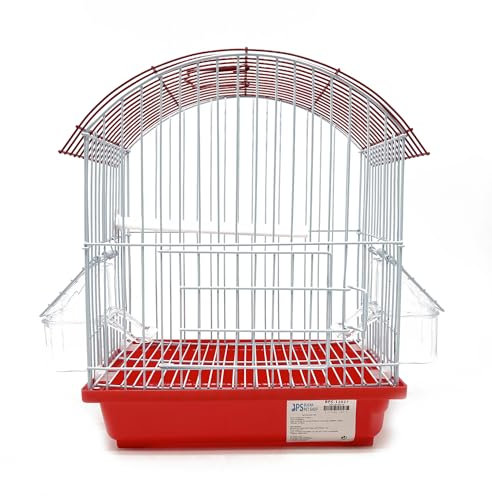 BPS Kleiner Vogelkäfig für Wellensittiche, Kanarienvögel, Metall, groß, mit Futternapf, Tränke, zufällige Farbe BPS-12027