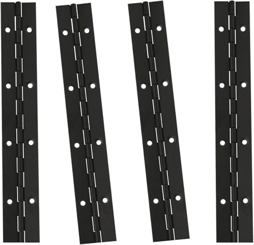 4 Pack 8 Inch Continuous & Piano Hinges, Black Stainless Steel 304 Continuous Folding Hinges for Doors, Cabinets, Window