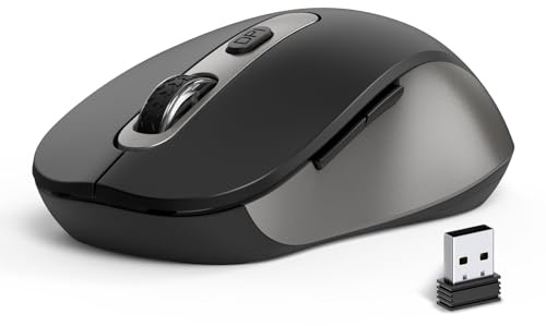 Wireless Mouse for Laptop, PC, Chromebook, Mac, MacBook, Silent Wireless Mouse with USB Nano Receiver, Side Button, 2400 DPI, Anti Slip Roller, 6 Button Ergonomics Cordless Computer Mice - Black Gray