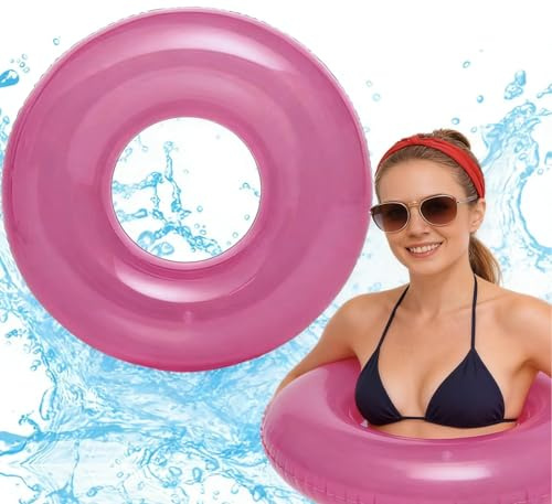 Rot Schwimmring Aufblasbar Transparent Schwimmring, 30 (76cm) Tube Toy Aufblasbarer Schwimmreifen Floats Wasser für 6–12 Jahren Erwachsene Kinder Sommer Pool Strandparty Outdoor Wasseraktivitäten