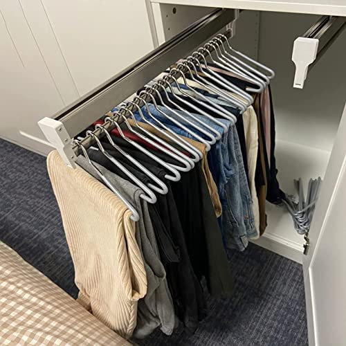 KSTORE Teleskopstange Kleiderbügel zum Herausziehen der Kleiderbügel Verstellbarer Kleiderschrank Ausziehbare Kleiderstange,Weiß,70cm