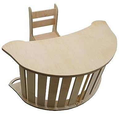 Holzwippe | Montessori Kletterbogen | Bogenwippe Kinder | Kleinkind Kletter Bogen | Skyline Klettergerüst Indoor Kinder | Kletterbogen | Wippe Holz |Schreibtisch mit Stuhl | Spieltisch | CE | Groß L