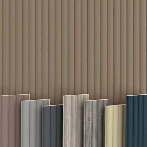 WAVE Lamellen 2,75m HEXIM - MDF Holz Lamellenwand Wandpaneele Lamellenverkleidung Wandverkleidung Lamellenpaneele Holzpaneele Natur (12 Paneele & Zubehör, Wave Standard Pure Wood)
