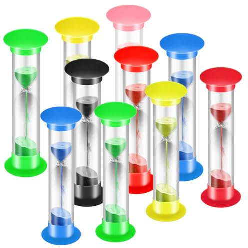 PIMXL 10 Stück 5-Minuten Sanduhr Zähneputzen, Sanduhr Buntes Sand Timer Sanduhren Set für Zahnputzuhr Küchen Klassenzimmern Zuhause Zeitmanagement (Zufällige Farbe)