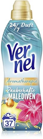 Vernel Aromatherapy Magical Maldives Adoucissant (37 lavages), parfum de lessive longue durée aux huiles essentielles pour 24h/24, 7j/7, flacon recyclable