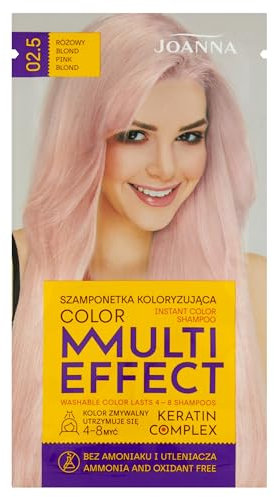 JOANNA Tönungsshampoo “Multi Effect” - Haarfärbe-Shampoo im Beutel - Haltbarkeit 4 bis 8 Wäschen - Haartönung ohne Ammoniak und Oxidationsmittel - Rosa-blond