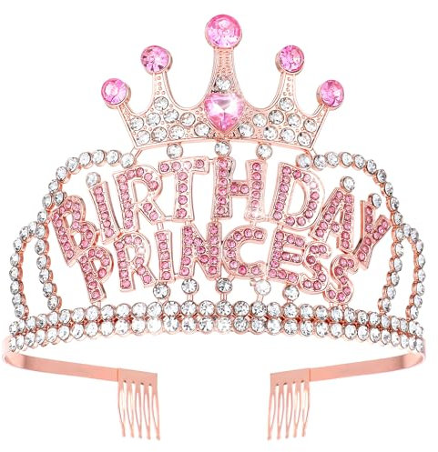Corona di compleanno, corona da principesse, corona di compleanno, corona da donna, tiara, strass di cristallo, accessorio per feste di compleanno, per donne, ragazze, compleanni, feste, bomboniere