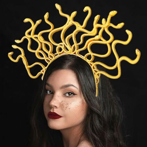 Zoestar Medusa Snake Headband Greek Goddess Snake Headpiece Halloween Hair Accessories for Women (Gold, One Size)