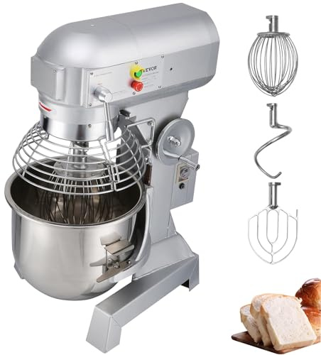 VEVOR Impastatrice Robot da Cucina, Impastatrice in Acciaio Inox 14L ca.,Potenza Nominale 600W, Regolabile (205/330/486 Giri/min), Ciotola in Acciaio Inox, Gancio per Impastare, Frusta, per Cucina