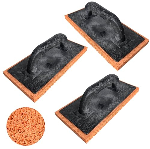 3 x Orange Rubber Sponge Float 280x140x18 mm Rubber Rough Coarse Texture Sponge for Plastering Rendering Skimming (3OSFC)
