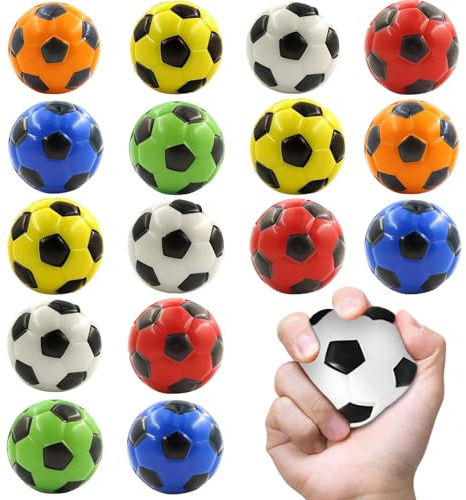 16 Piezas Mini Fútbol, Pelota Antiestrés Fútbol, Balones de Futbol Pequeños, Pelota Antiestrés Squishy Deformable, Balones de Futbol Espuma, Juguetes Antiestrés para Niños y Adultos