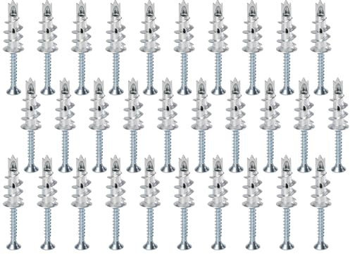 Rigipsdübel, 30 Stück Trockenbaudübe, Selbstbohrender GipskartondüBel, Rigipsdübel Selbsterblockdauger Hohlraumdübel Metall mit Schrauben Dübel mit Schrauben Zur Befestigung In Beton