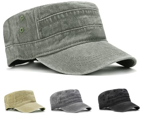 CWENDANER Klassische Premium Military Style Cap - Vintage Washed Modische Militärmütze, Unisex, Einfarbig, Einheitsgröße Baseball