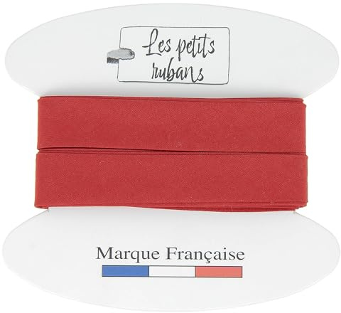 Les Petits Rubans Schrägband aus 100% Baumwolle – 20 mm breit, 5 Meter lang – Einfassung zum Nähen, Polstern, Kleidung, Decken – Rot