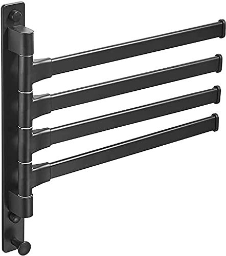 Badezimmer Handtuch an der Wand Handtuchhalter aus Aluminium for die Wand, 180 Grad drehbar, Handtuchständer for das Badezimmer mit Haken, Handtuchregal, beweglicher Handtuchhalter