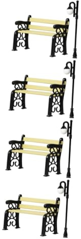 Kisangel 4 Ensembles Modèle De Lampadaire Ornements De Jardin De Nains Miniatures Modèle De Lampe Mini-Trucs Meubles Lampe De Jardin Miniature Mini Banc De Jardin Micro Lampadaire Plastique