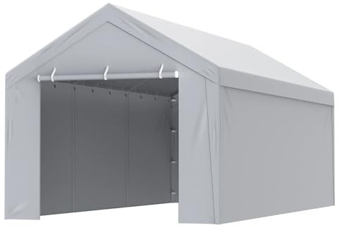 MNEVZX Cochera Exterior Cubierta para toldo de cochera, Pared Lateral Superior, 10 x 20 pies, Carpa para Garaje, Refugio, Lona con Bolas elásticas, Marco no Incluido Toldo de Coche