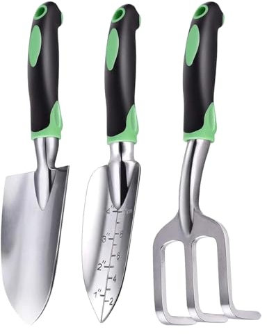 SYBNIKOLF Attrezzi da Giardino Set di cazzuole Forca da Giardino in Lega di Alluminio, Attrezzi manuali for lavori di Giardinaggio, scavo, allentamento del Terreno