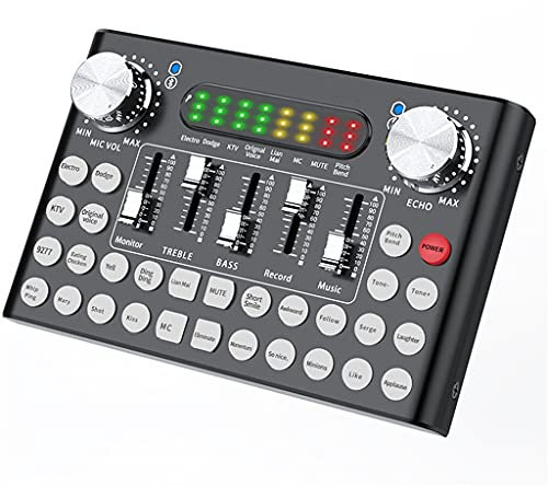 RUHEN Mixeur de Carte Son Professionnel Bluetooth USB pour PC, Ordinateur, téléphone, mixeur DJ, Console de mixage Audio numérique