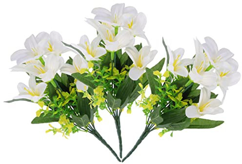 HEALEEP 3pezzi Bouquet Di Gigli Artificiali Decorazione Realistica Per Ufficio e Giardino Facile Da Pulire e Riutilizzabile Per Matrimoni e Feste