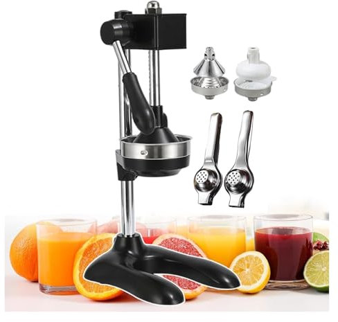 Edelstahl Saftpresse, Professionelle Zitruspresse, Kommerzielle Entsaftermaschine, Handpresse, Zitruspresse, Orangenextraktor for verschiedene kommerzielle und familiäre Zusammenkünfte(Black)