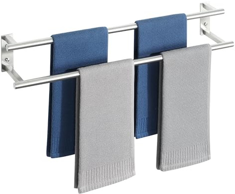 Mooche 70CM Handtuchhalter Wand,Doppelter Handtuchhalter Bohren Gebürstet | SUS304 Handtuchhalter Edelstahl Gästehandtuchhalter,Handtuchständer Küche für Bad und Schlafzimmer Rostfrei Langlebig