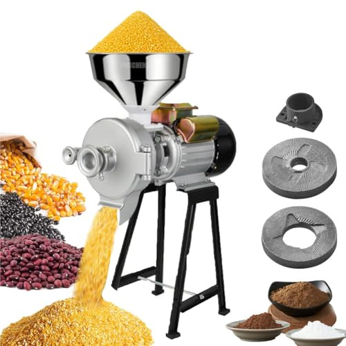 YIGECHENXIN Superfine Grinding Corn Rice Wheat Flour machine, Mill Wheat Grinders Wet and dry use Suitable for corn flour, mung bean flour Suitable for home