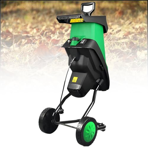 Nicvrea Trituratore Elettrico da Giardino, Motore da 4500 Giri/Min al Minuto, Trituratore di Foglie con Manopola di Controllo Regolabile, Paletta per Foglie e Vanga