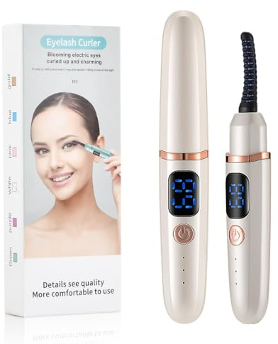 Ziyonix Wimpernzange Beheizbar, 10s Schnelles Aufheizen Wimpern Curler Anti-Verbrennung Intelligente Automatische Abschaltung Elektrische Wimpernzange mit 3 Temperaturmodi LED Display für Frauen