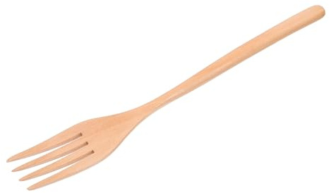MOLUCKFU Fourchette de Service en Bois Marron Longue, Pratique et Confortable à Tenir, Ustensile Cuisine Élégant pour Servir la Salade Quotidien