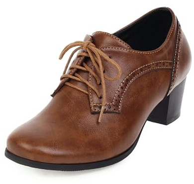 Escarpins Oktoberfest Femme Oxford Brogué Chaussures Traditionnel Oktoberfest Talon Bloc Moyen - Bout Rond - Style Vintage Élégant Lacets Avant - Confortable pour Mariage & Fête