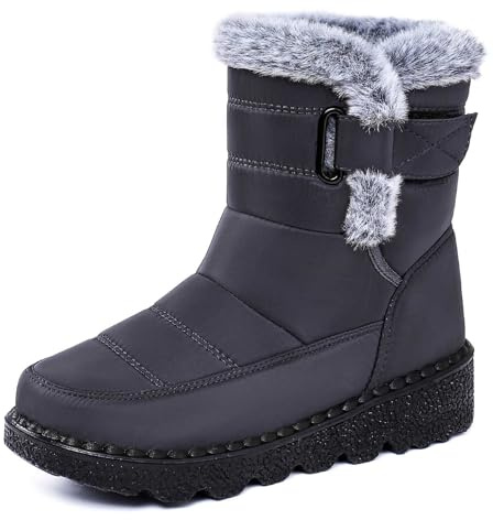 Generico Stivali Da Neve Donna Impermeabili Stivaletti Antiscivolo Doposci Con Fodera Dopo Sci Invernali Scarpe Da Neve Calde Scarponi Termiche Imbottiti Snow Boots Per All'Acqua Trekkin