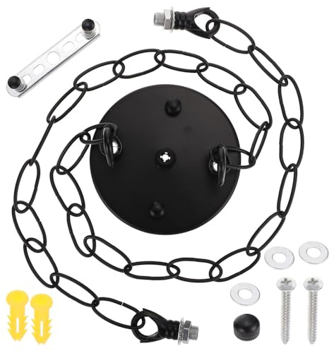ROMISBABA Set Piastra di Copertura Soffitto Catena 10 CM e 2 Catene da 50 CM per Lampada a Sospensione Baldacchino per Lampadario Vintage Staffa di Montaggio per Illuminazione Soggiorno e