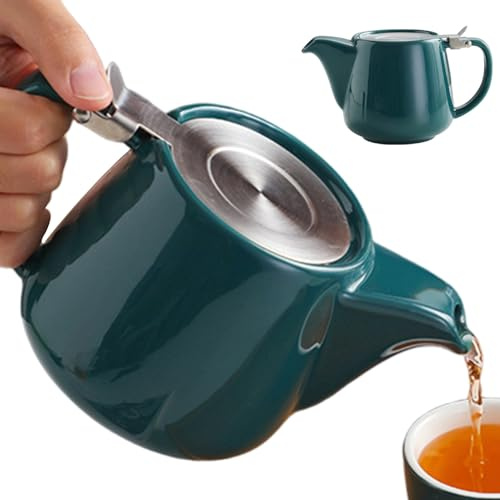 Teiera con infusore da 580 ml in ceramica di capacità con manico sul coperchio per preparare tè alle erbe sfusi, infusore per il tè