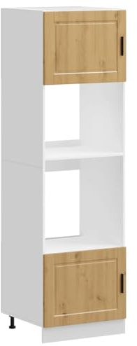 mtlskopl Herdumbauschrank Porto in Artisan-Eiche 60 x 57 x 207 cm Holzwerkstand Hochschrank Küche mit verstellbaren Füßen platzsparendes Küchenmöbel für kleine Küchen und Moderne Wohnungen