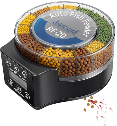 Distributore automatico di cibo per acquario, distributore automatico di cibo per pesci con timer 140 ml, 6 modalità, erogatore automatico cibo per acquario con cavo